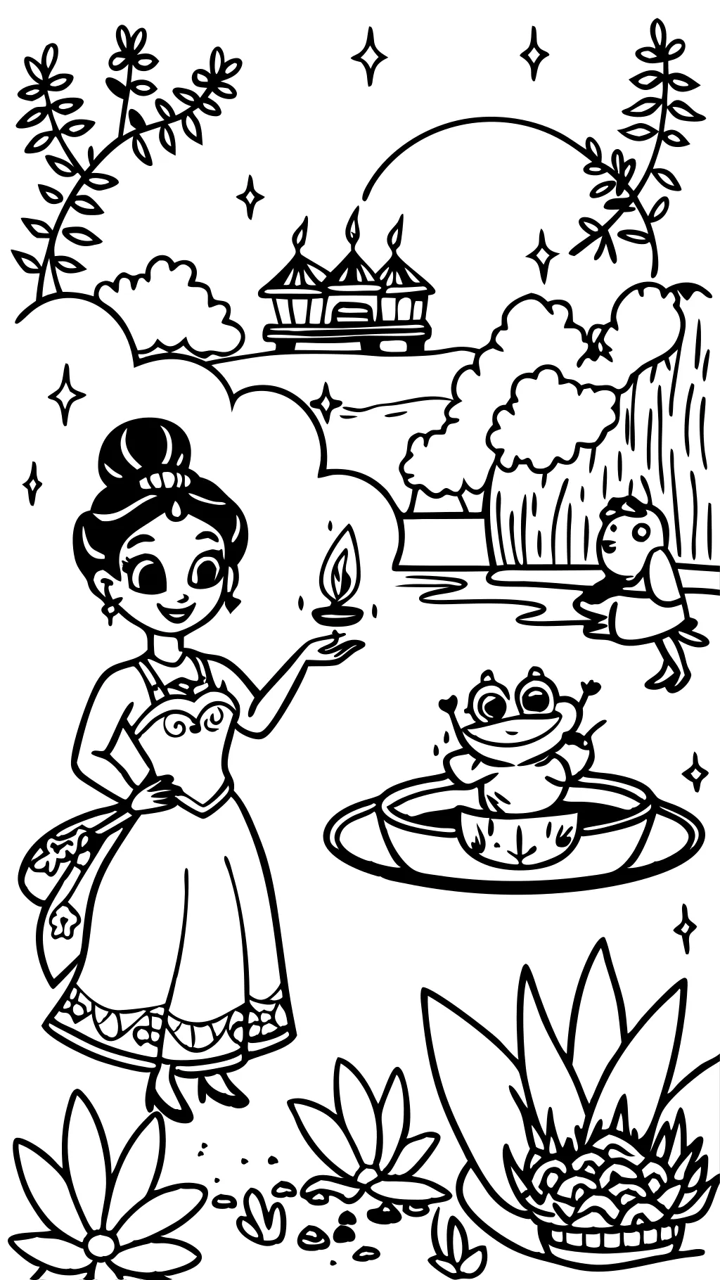 coloring pages of princess and the frog